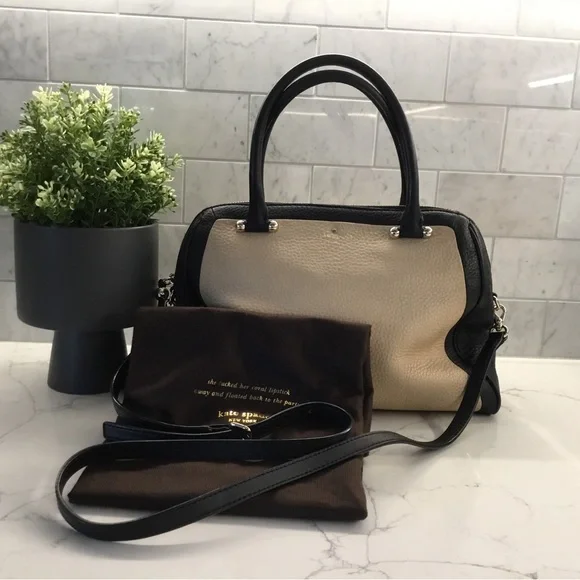 Kate Spade Pebbled Leather Black/Tan Crossbody Bag - Picture 2 of 13